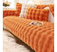 Copertura Divano Copridivano 4 3 2 1 Posti Copricuscini per divani in Morbido Peluche Copridivano Angolare con Penisola Universale, Antiscivolo Fodera Sofa Cover Set L Shape(Orange,90 * 280cm)