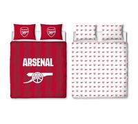 CHARACTER WORLD Arsenal FC - Set copripiumino matrimoniale ufficiale con motivo geometrico, reversibile, 2 lati, prodotto ufficiale, con federe coordinate