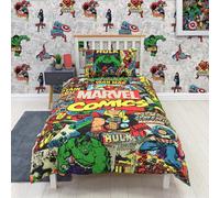 Copertura Duvet Singola Retro + Set Di Federe Supereroi Ufficiale Marvel