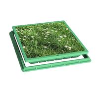 Copertura e telaio in resina invisibile resistente alle intemperie per bacino fognario quadrato per prato e giardino (100 x 100 cm) ed elegante soluzione paesaggistica