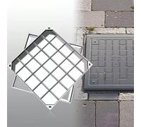 Copertura e telaio invisibile in acciaio inox, 900 x 900 mm, copertura per scarico esterno per prato e vialetto, coperchio quadrato per camera di ispezione per fosse settiche e cortile