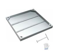 Copertura e telaio invisibile in acciaio inox, coperchio di accesso al drenaggio nascosto con ganci e guanti, capacità di carico 2,6 t, 70 x 70 x 5 cm