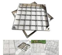 Copertura e telaio per botola in acciaio inossidabile resistente, coperchio quadrato da incasso per fosse settiche con vassoio invisibile a incasso per pavimentazioni, tappeti erbosi, vialetti di