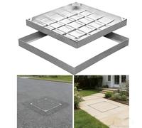 Copertura e telaio per botola in acciaio inox resistente, coperchio antiscivolo per fossa settica per uso industriale, accesso sicuro per autostrade, molo, parcheggio e vialetto (80 x 80 x 5 cm)