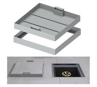 Copertura e telaio quadrato in acciaio inox - 53,3 x 94 cm copertura per serbatoio settico con design invisibile base e ganci copertura per ispezione scarico pioggia pannello di accesso resistente