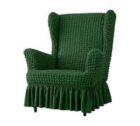 Copertura Elastica in Seersucker per Poltrona con- Copertura Universale per Poltrona Bubble con Gonna, Set di Coperture Schienale Alto Repose-Piedi(Dark Green,Chair)