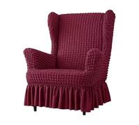 Copertura Elastica in Seersucker per Poltrona con- Copertura Universale per Poltrona Bubble con Gonna, Set di Coperture Schienale Alto Repose-Piedi(Wine Red,Chair)