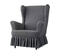 Copertura Elastica in Seersucker per Poltrona con- Copertura Universale per Poltrona Bubble con Gonna, Set di Coperture Schienale Alto Repose-Piedi(Gray,Chair)