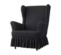 Copertura Elastica in Seersucker per Poltrona con- Copertura Universale per Poltrona Bubble con Gonna, Set di Coperture Schienale Alto Repose-Piedi(Black,Chair)