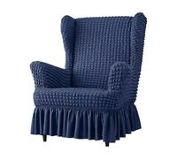 Copertura Elastica in Seersucker per Poltrona con- Copertura Universale per Poltrona Bubble con Gonna, Set di Coperture Schienale Alto Repose-Piedi(Dark Blue,Chair)