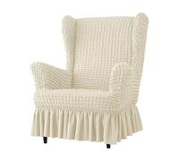 Copertura Elastica in Seersucker per Poltrona con- Copertura Universale per Poltrona Bubble con Gonna, Set di Coperture Schienale Alto Repose-Piedi(Beige,Chair+Otto Man)