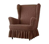 Copertura Elastica in Seersucker per Poltrona con- Copertura Universale per Poltrona Bubble con Gonna, Set di Coperture Schienale Alto Repose-Piedi(Dark Brown,Chair)