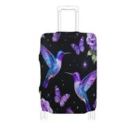 Copertura elastica per bagagli antigraffio Fit carry on valigia accessorio da viaggio Fit 18-32 Inch Luggage, Dreamy Purple Hummingbird Rose, M 22-24 in