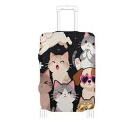 Copertura elastica per bagagli, antipolvere, per valigie, adatta per bagagli da 45-81 cm, cartone animato, carino, gatti, e, cani, street art, L 26-28 in
