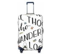 Copertura elastica per bagagli, con scritta in lingua inglese "Not All Those Who Wander Are Lost A Travel Box", 45,7 - 81,7 cm, Nero, Large