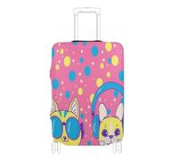 Copertura elastica per bagagli da portare con sé, antigraffio e elastica, adatta per bagagli da 45-81 cm, Un cane con le cuffie, M 22-24 in