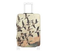 Copertura elastica per bagagli da viaggio, antigraffio, adatta per valigie da 45-81 cm, Oche selvatiche, cielo marrone, XL 29-32 in