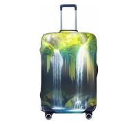Copertura elastica per bagagli da viaggio, con cascate tropicali e giungle, antigraffio, con stampa, Nero , L