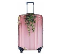 Copertura elastica per bagagli da viaggio con rose rosa e muri di vite, stampa antigraffio, Nero , M