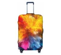 Copertura elastica per bagagli da viaggio, con stampa colorata, motivo con nuvole, pianeti cosmici, luna, terra, anti-graffio, Nero , L