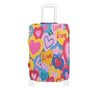 Copertura elastica per bagagli da viaggio Copertura lavabile per valigie da viaggio essenziale adatta per bagagli da 45-81 cm, Colorato cartone animato amore cuore carino, L 26-28 in