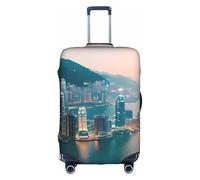 Copertura elastica per bagagli da viaggio, copertura protettiva per valigia con stampa di Hong Kong con cerniera., Bianco, X-Large