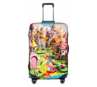 Copertura elastica per bagagli da viaggio, custodia protettiva per valigie con stampa Candy Land con cerniera., bianco, X-Large