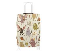 Copertura elastica per bagagli da viaggio Protezione per bagagli Lavabile valigia elastica protezioni per bagagli Fit 18-32 Inch Luggage, mostri carino cartone animato vintage, XL 29-32 in