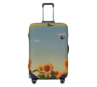 Copertura elastica per bagagli da viaggio, protezione per valigia, con stelle arcobaleno e alberi nella foresta, antigraffio, adatta per bagagli da 45,7 a 81,7 cm, Girasole Farfalla Ar, S(18"-22"