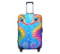 Copertura elastica per bagagli da viaggio, protezione per valigia, con stelle arcobaleno e alberi nella foresta, antigraffio, adatta per bagagli da 45,7 a 81,7 cm, Cavallucci marini arcobaleno,