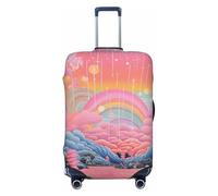 Copertura elastica per bagagli da viaggio, protezione per valigia, con stelle arcobaleno e alberi nella foresta, antigraffio, adatta per bagagli da 45,7 a 81,7 cm, Rosa arcobaleno Donne Ragazza,
