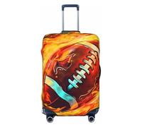 Copertura elastica per bagagli da viaggio, protezione per valigia, motivo: fiamme di calcio in stile cartone animato, antigraffio, adatta per bagagli da 31 a 32 pollici, Football americano Flame,