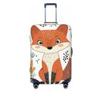 Copertura elastica per bagagli da viaggio, protezione per valigia, motivo gatto nero tra i fiori, stampa floreale, antigraffio, adatta per bagagli da 45,7 a 55,7 cm, Cartone volpe, M(23"-26" Suitcase)