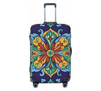 Copertura elastica per bagagli da viaggio, protezione per valigia, motivo gatto nero tra i fiori, stampa floreale, antigraffio, adatta per bagagli da 45,7 a 55,7 cm, Fiori di mandala., S(18"-22"