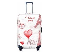 Copertura elastica per bagagli da viaggio, protezione per valigia, motivo gatto nero tra i fiori, stampa floreale, antigraffio, adatta per bagagli da 45,7 a 55,7 cm, Torre Eiffel, XL(31"-32" Suitcase)