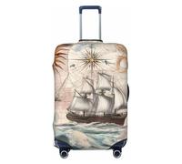 Copertura elastica per bagagli da viaggio, protezione per valigia, motivo gatto nero tra i fiori, stampa floreale, antigraffio, adatta per bagagli da 45,7 a 55,7 cm, Barca a vela nautica, XL(31"-32"