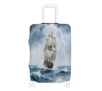 Copertura elastica per bagagli durevole Copertura antigraffio per valigia valigia Protector Fit 18-32 Inch Bagagli, Temporale furiose onde vela, S 18-20 in