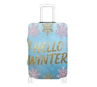 Copertura elastica per bagaglio a mano, antigraffio, accessorio essenziale da viaggio, adatto per bagagli da 45,7 a 81,7 cm, Ciao inverno oro turchese fiocco di neve, M 22-24 in