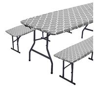 Copertura elastica per da birra, 90 x 195 cm, lavabile, in PVC, per panca da birra, tovaglia da giardino, da birra, in cenere