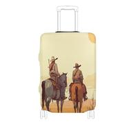Copertura elastica per valigie antigraffio per bagagli, adatta per bagagli da 45,7 a 81,7 cm, cowboys tramonti retrò vintage, M 22-24 in