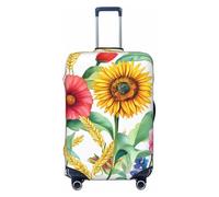 Copertura elastica per valigie, con girasoli, papaveri e fiordalisi, antigraffio, elastica, lavabile, antipolvere, adatta per valigie da viaggio, Multicolore, 29"-32" Luggage