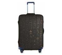 Copertura elastica per valigie con stampa di geroglifici egiziani antichi con cerniere laterali invisibili per proteggere i bagagli da polvere e graffi, bianco, S