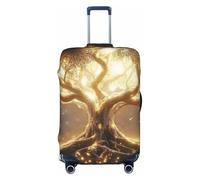 Copertura elastica per valigie da viaggio con albero della vita, colore bianco luminoso, stampa antigraffio, Nero , XL