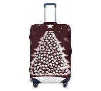 Copertura elastica per valigie da viaggio con albero di Natale bianco come la neve, stampa antigraffio, Nero , L