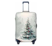 Copertura elastica per valigie da viaggio con albero di Natale nel bosco, antipolvere, antigraffio, adatta per valigie da 56-61 cm