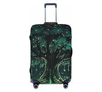 Copertura elastica per valigie da viaggio con albero misterioso luminoso, stampa antigraffio, Nero , XL