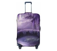 Copertura elastica per valigie da viaggio con arco e ponte in pietra viola, antigraffio, stampa, Nero , L