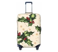Copertura elastica per valigie da viaggio con foglie rosse e frutti verdi, stampa antigraffio, Nero , XL