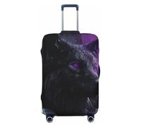 Copertura elastica per valigie da viaggio, con lupo nero con occhi viola, antipolvere, antigraffio, adatta per valigie da 56-61 cm