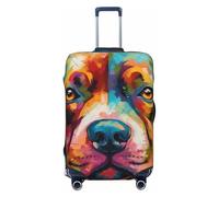 Copertura elastica per valigie da viaggio, con ritratto di pitbull colorato, antigraffio, con stampa, Nero , XL